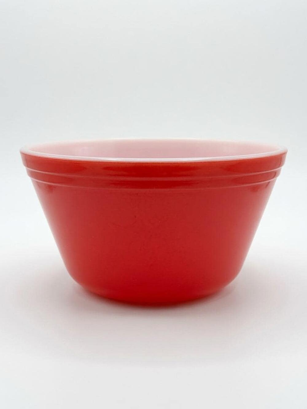 Vintage Pyrex Mixing Bowl Red Exterior Pink Interior #403 2.5 Quart Nesting Bowl